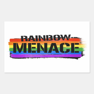 Pegatina Rectangular Camiseta de amenaza arcoiris