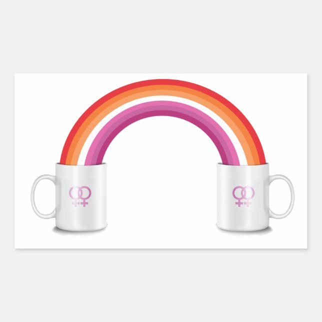 Pegatina Rectangular Camiseta de cita de café lésbica (Anverso)