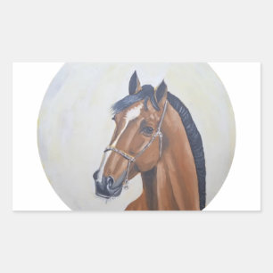 Pegatina Rectangular Camiseta de retrato de caballo majestuoso