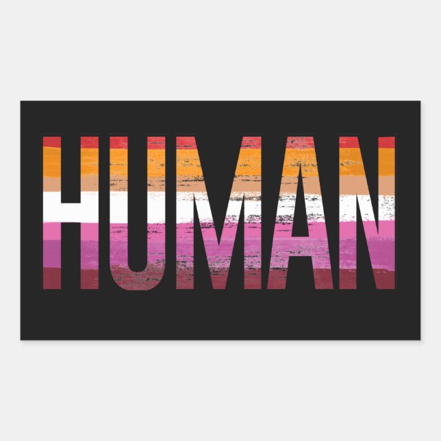 Pegatina Rectangular Camiseta Humana Lesbiana (Anverso)