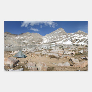 Pegatina Rectangular Campamento del Lago del Oso Negro - Sierra