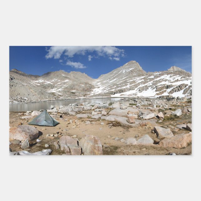 Pegatina Rectangular Campamento del Lago del Oso Negro - Sierra (Anverso)