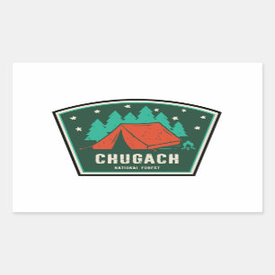 Pegatina Rectangular Campamento forestal nacional de Chugach