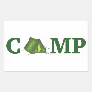 Pegatina Rectangular Campamento Green Tent Summer Camping Equipos de Se