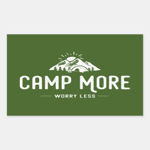 Pegatina Rectangular Campamento más preocupación menos