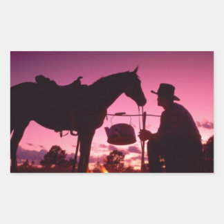 Pegatina Rectangular Campamento salvaje del Oeste