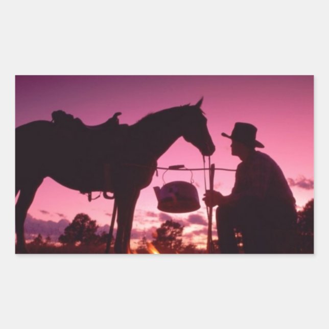 Pegatina Rectangular Campamento salvaje del Oeste (Anverso)