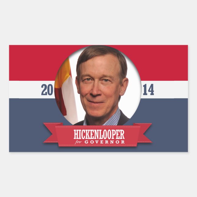 PEGATINA RECTANGULAR CAMPAÑA JOHN HICKENLOOPER (Anverso)