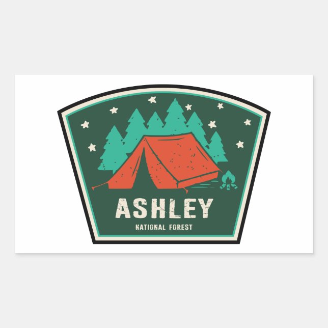 Pegatina Rectangular Camping Forestal Nacional Ashley (Anverso)