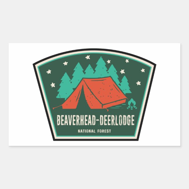 Pegatina Rectangular Camping Forestal Nacional Beaverhead-Deerlodge (Anverso)