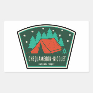 Pegatina Rectangular Camping Forestal Nacional Chequamegon-Nicolet