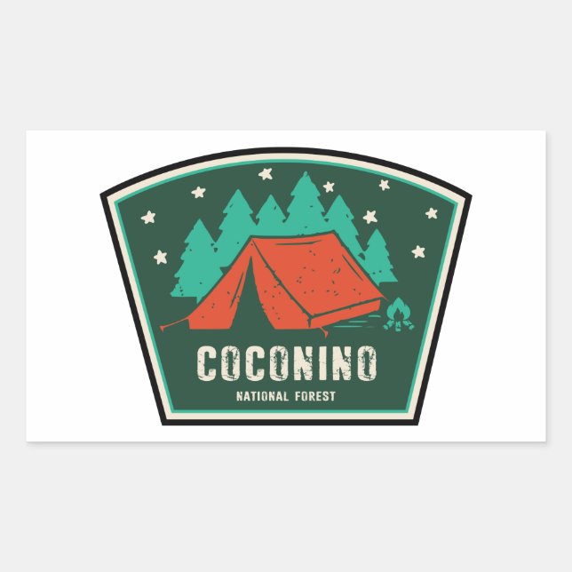 Pegatina Rectangular Camping Forestal Nacional Coconino (Anverso)