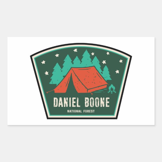 Pegatina Rectangular Camping forestal nacional Daniel Boone (Anverso)