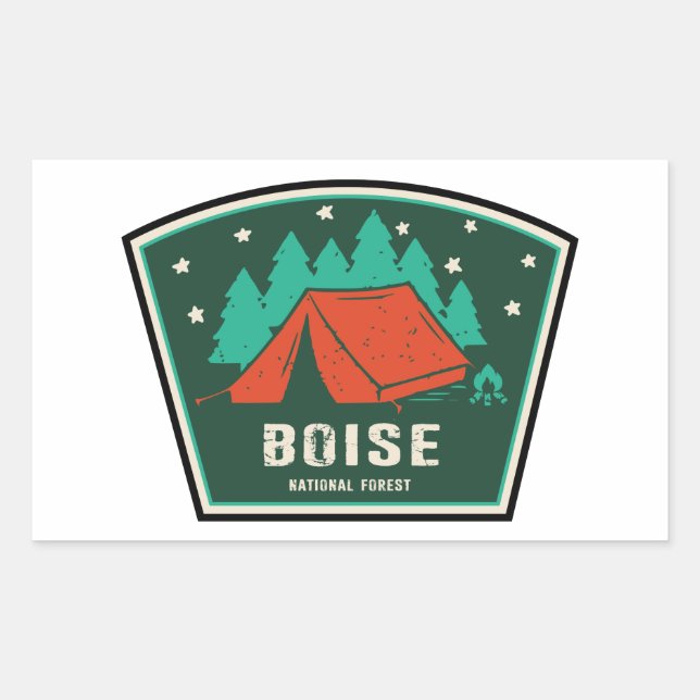 Pegatina Rectangular Camping Forestal Nacional de Boise (Anverso)