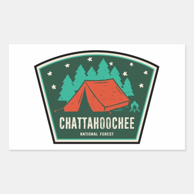 Pegatina Rectangular Camping Forestal Nacional de Chattahoochee (Anverso)