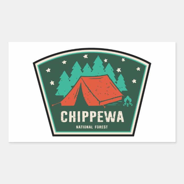 Pegatina Rectangular Camping forestal nacional de Chippewa (Anverso)