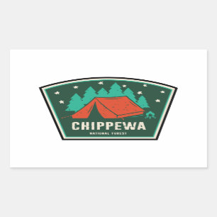 Pegatina Rectangular Camping forestal nacional de Chippewa