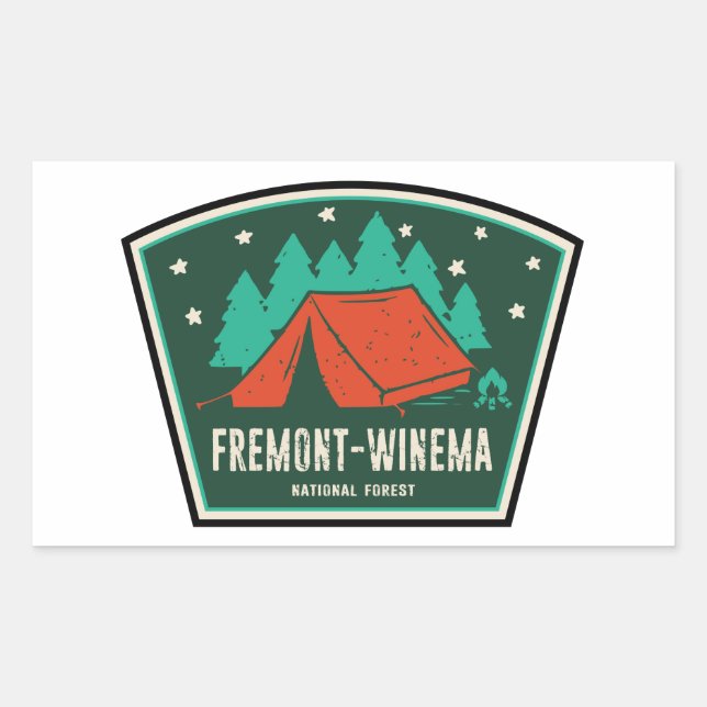 Pegatina Rectangular Camping Forestal Nacional de Fremont-Winema (Anverso)