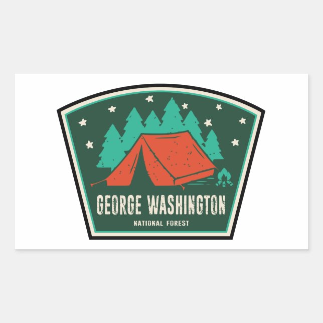 Pegatina Rectangular Camping Forestal Nacional de George Washington (Anverso)