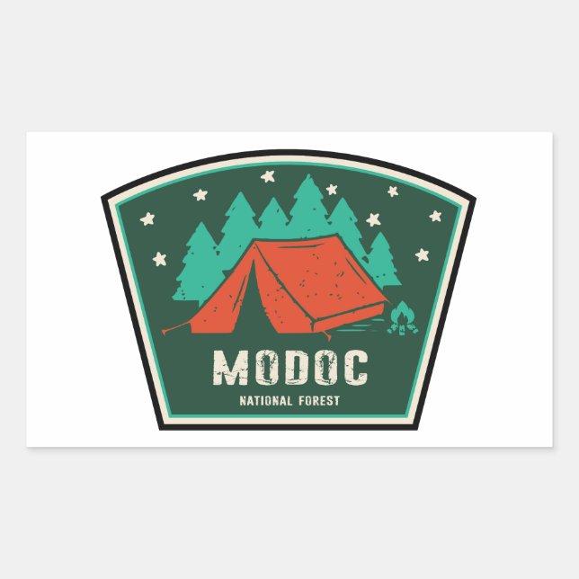 Pegatina Rectangular Camping Forestal Nacional de Modoc (Anverso)