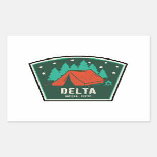 Pegatina Rectangular Camping Forestal Nacional Delta