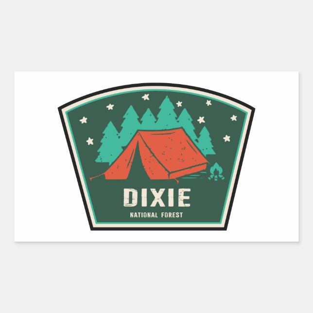 Pegatina Rectangular Camping Forestal Nacional Dixie (Anverso)