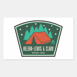 Pegatina Rectangular Camping Forestal Nacional Helena-Lewis y Clark