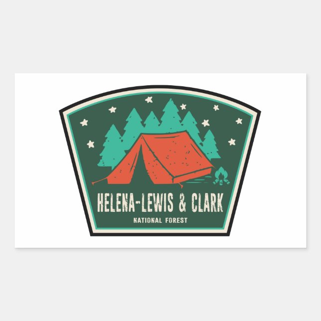 Pegatina Rectangular Camping Forestal Nacional Helena-Lewis y Clark (Anverso)