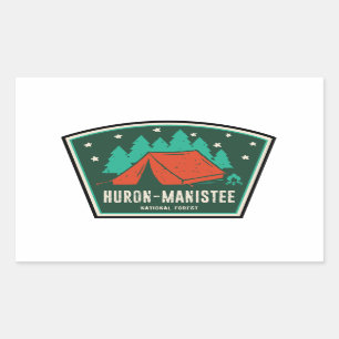 Pegatina Rectangular Camping Forestal Nacional Huron-Manistee