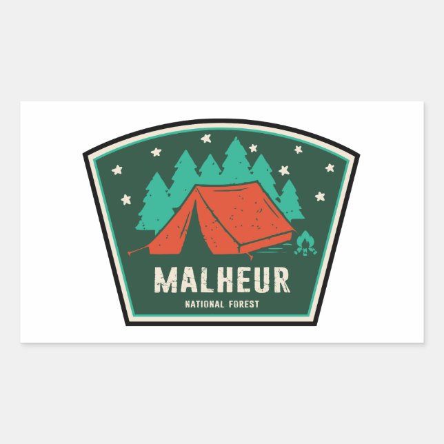 Pegatina Rectangular Camping Forestal Nacional Malheur (Anverso)