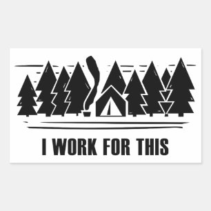 Pegatina Rectangular Camping, Trabajo Para Esto