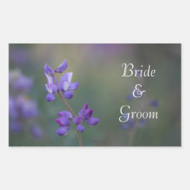 Pegatina Rectangular Campo de Lupine Bride y Groom