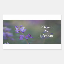 Pegatina Rectangular Campo de Lupine Bride y Groom