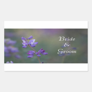 Pegatina Rectangular Campo de Lupine Bride y Groom