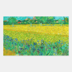 Pegatina Rectangular Campo Van Gogh con irlandeses cerca de Arles