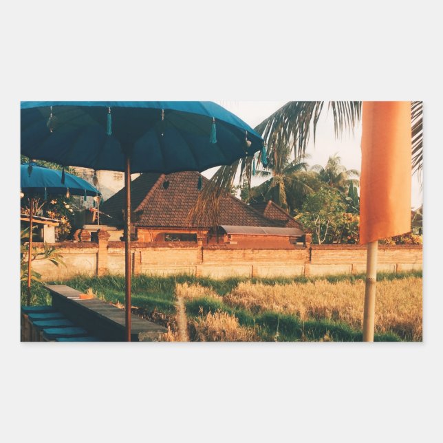 Pegatina Rectangular Campos de Bali (Anverso)