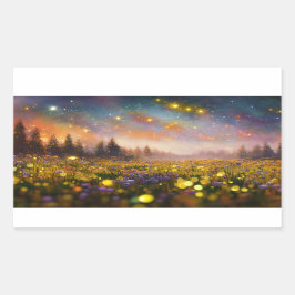 Pegatina Rectangular Campos de cristal y cielos estrellados