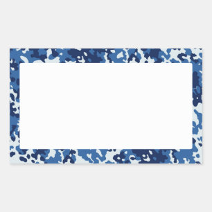 Pegatina Rectangular Camuflaje azul cielo digital - con blanco