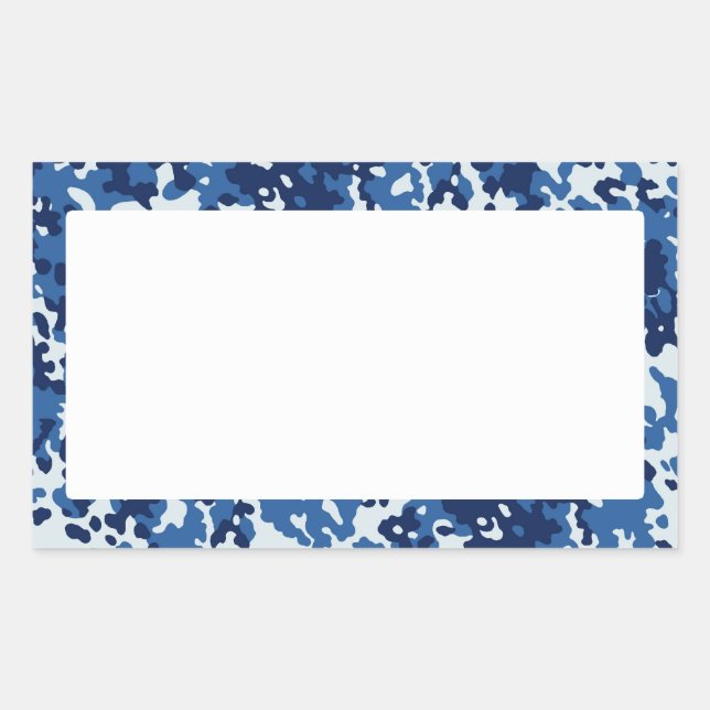 Pegatina Rectangular Camuflaje azul cielo digital - con blanco (Anverso)