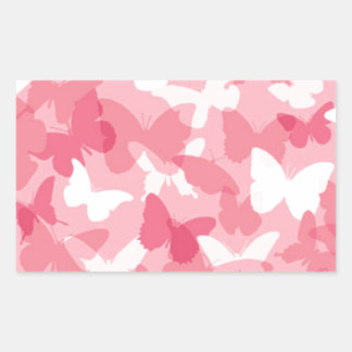 Pegatina Rectangular Camuflaje de mariposa rosa