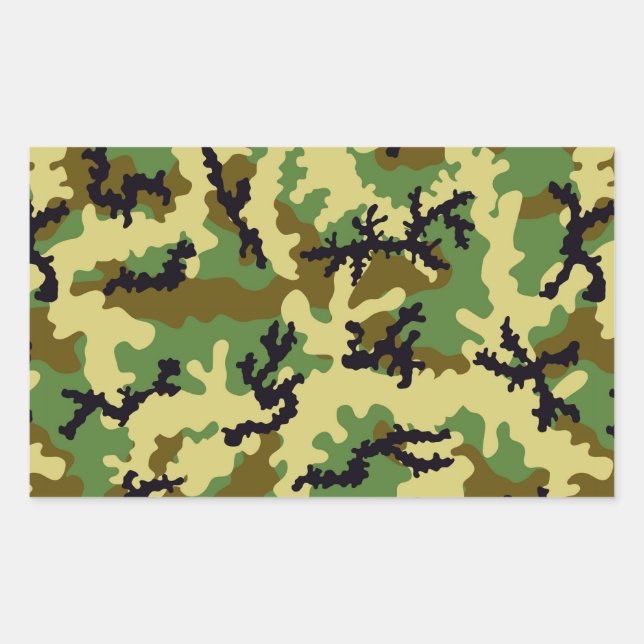 Pegatina Rectangular Camuflaje de Woodland (Anverso)