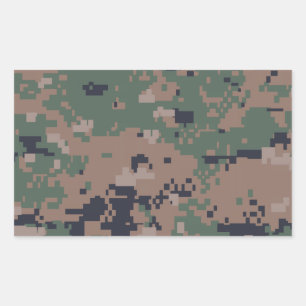 Pegatina Rectangular Camuflaje Digital Woodland