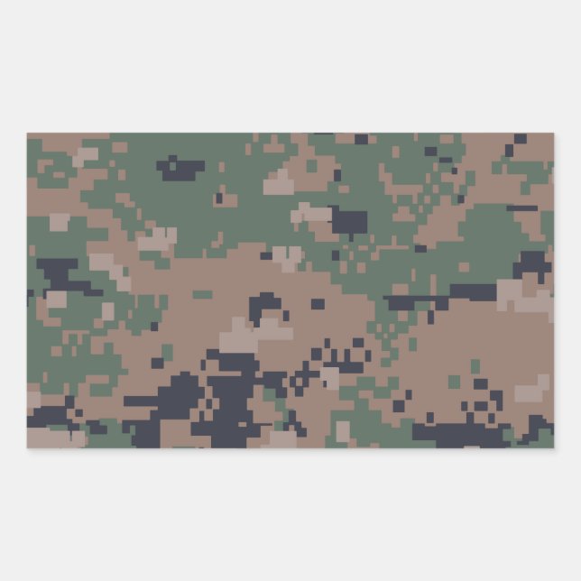 Pegatina Rectangular Camuflaje Digital Woodland (Anverso)