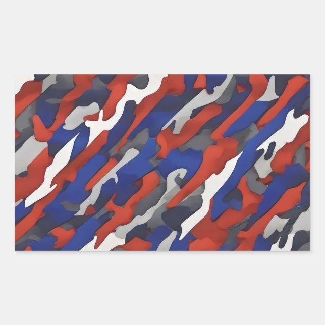 Pegatina Rectangular camuflaje gris azul rojo (Anverso)