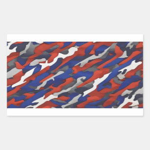 Pegatina Rectangular camuflaje gris azul rojo
