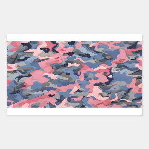 Pegatina Rectangular camuflaje gris azul rosa