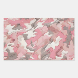 Pegatina Rectangular camuflaje gris blanco rosa