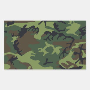 Pegatina Rectangular Camuflaje Militar Bosque Verde