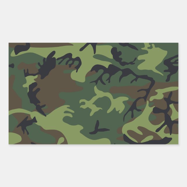 Pegatina Rectangular Camuflaje Militar Bosque Verde (Anverso)