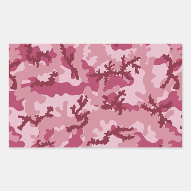Pegatina Rectangular Camuflaje rosa (Anverso)
